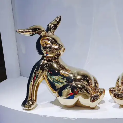 customized metal rabbit display in market showroom