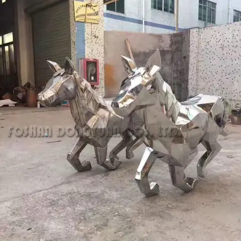 Modern Stainless Steel Matt Hollow Horse Sculpture
