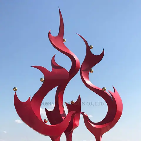 Painted Abtract Metal Sculpture